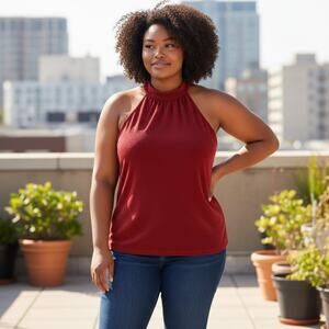 Maurices Red Sparkle Glitter Tank Top Plus Size 4X Sleeveless Holiday Christmas